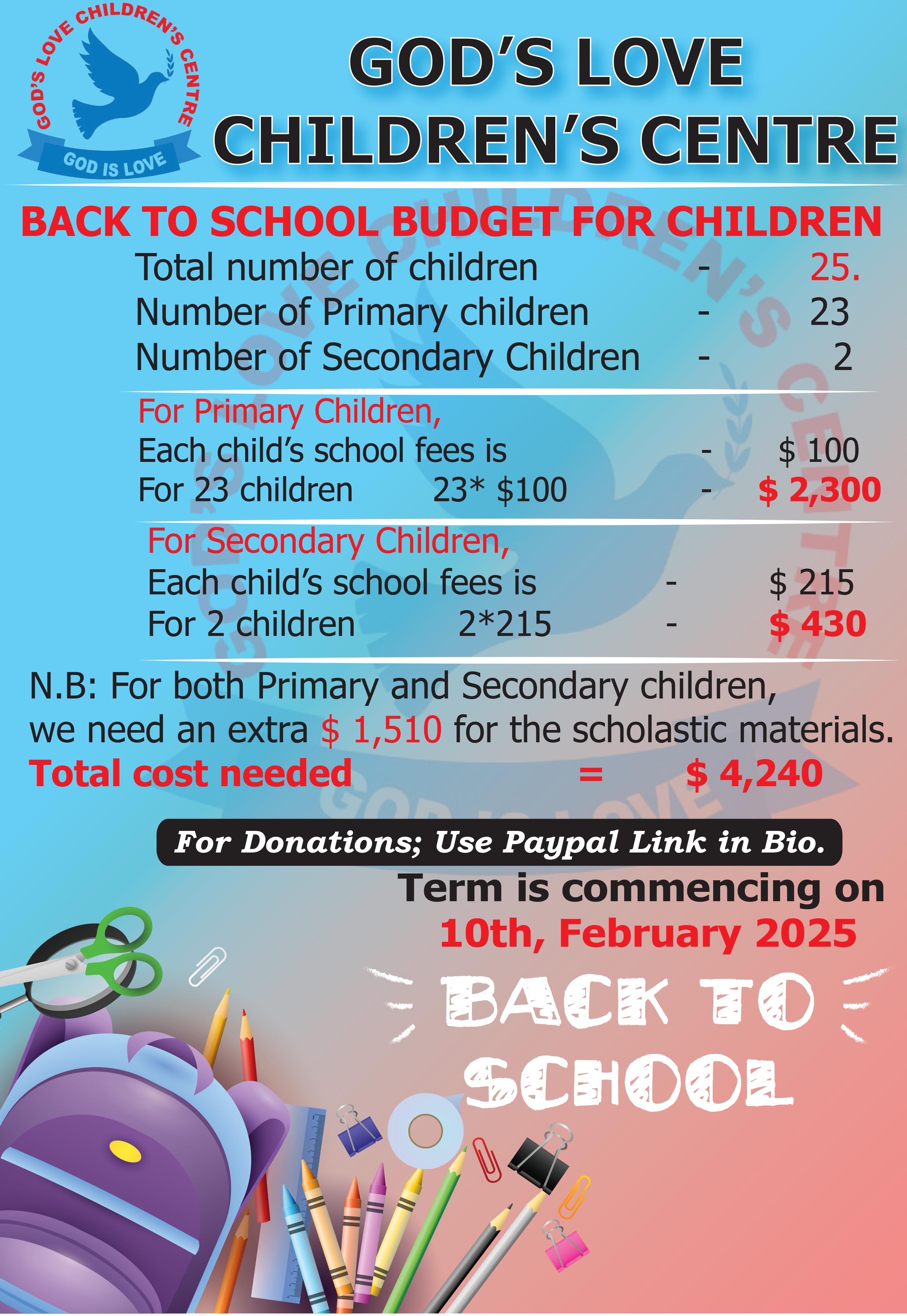 School Fees Collection - Support Education for Needy Children